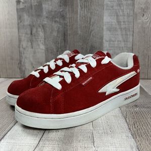 Skechers Women's Sneaker Casual Shoes Suede Leather Lace Up Low Red Size 8.5